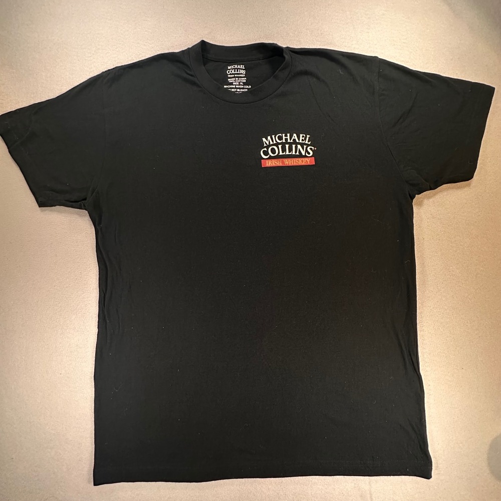 Michael Collins Irish Whiskey T-Shirt Mens XL Black Cotton Celtic Knot‎ Graphic